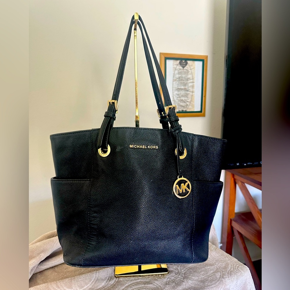 Michael Kors Black Leather Structured Tote